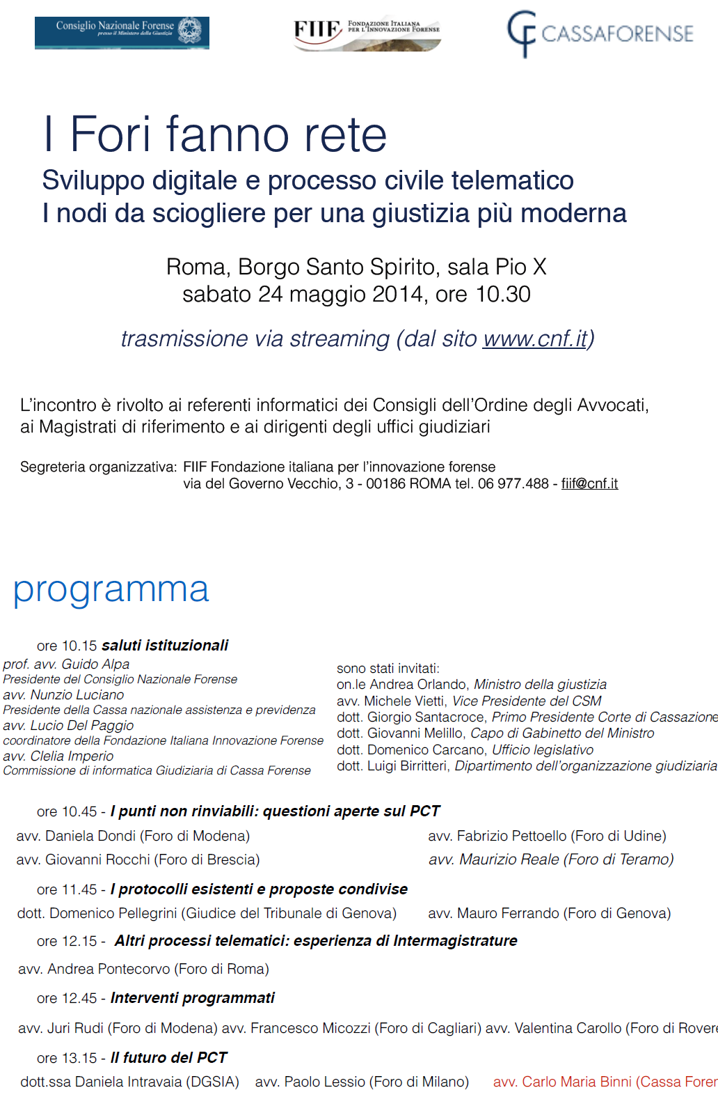I fori fanno rete: 24 maggio 2014 a Roma